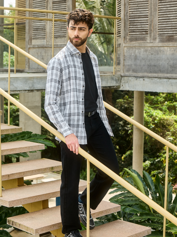 Off-White Black Checked Linen Shirt