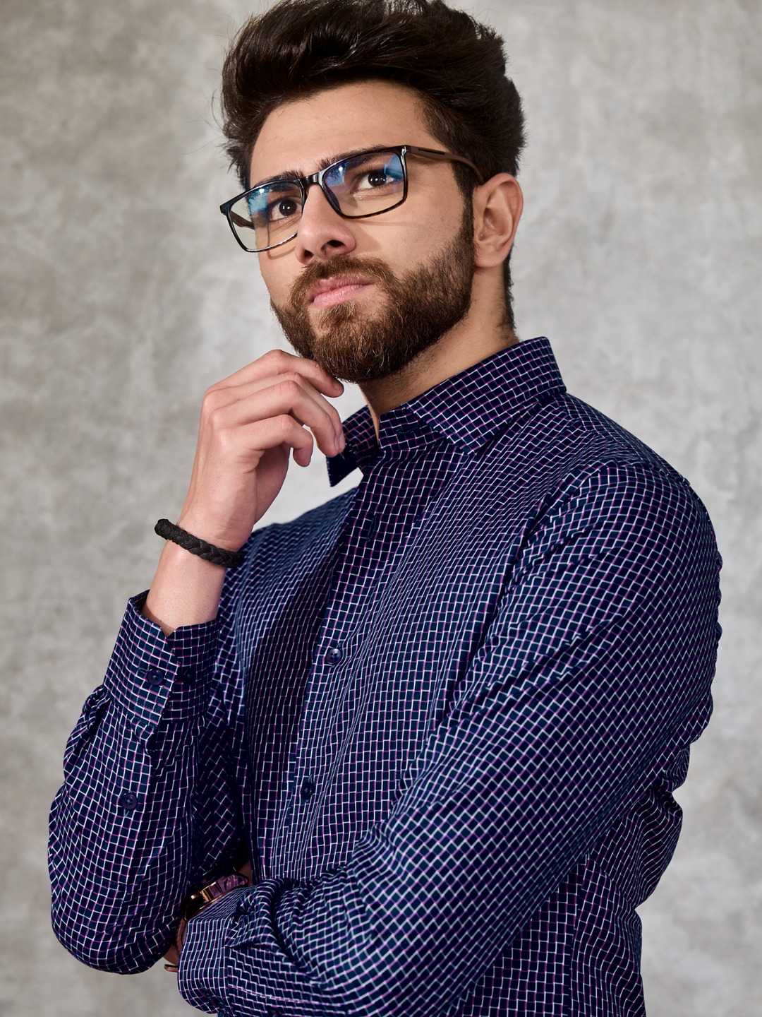 Cerulean Blue Checked Shirt