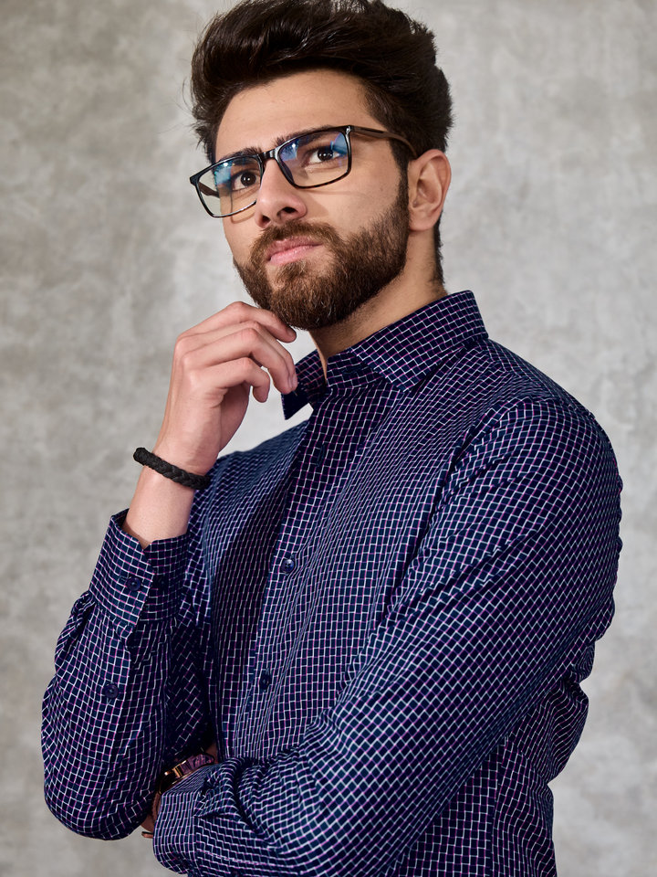 Cerulean Blue Checked Shirt