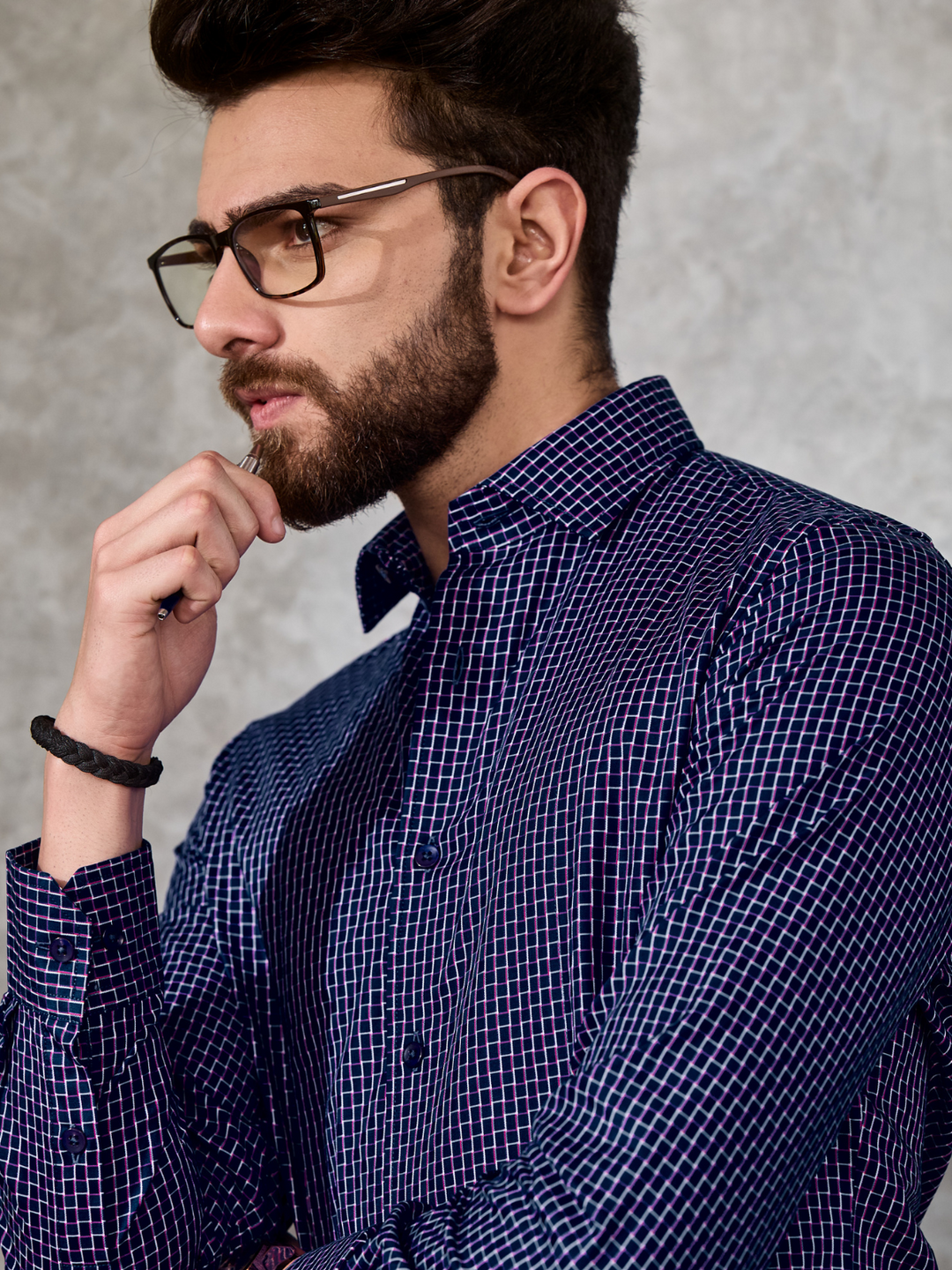 Cerulean Blue Checked Shirt