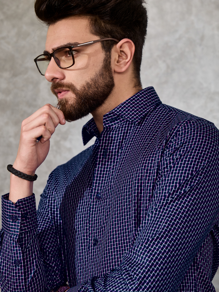 Cerulean Blue Checked Shirt