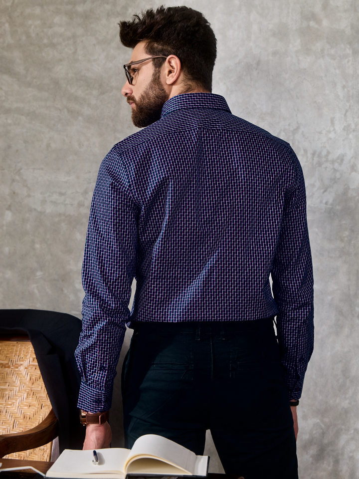 Cerulean Blue Checked Shirt