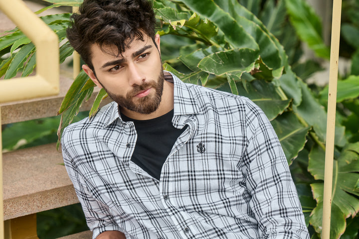 Off-White Black Checked Linen Shirt