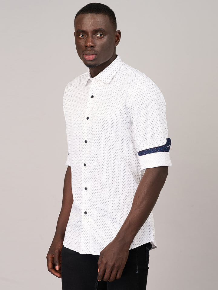 Crisp White Printed Shirt