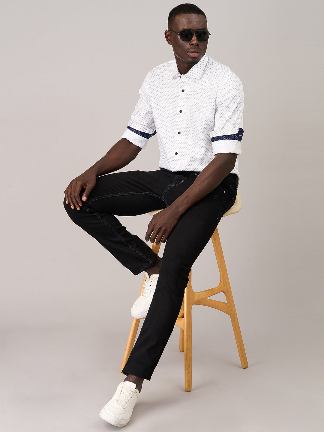 Crisp White Printed Shirt