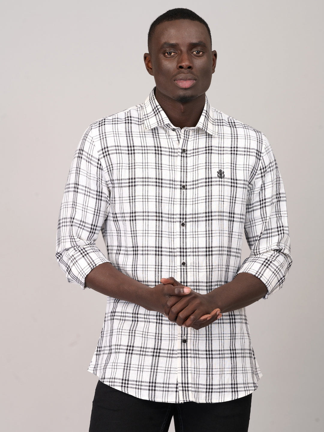Off-White Black Checked Linen Shirt