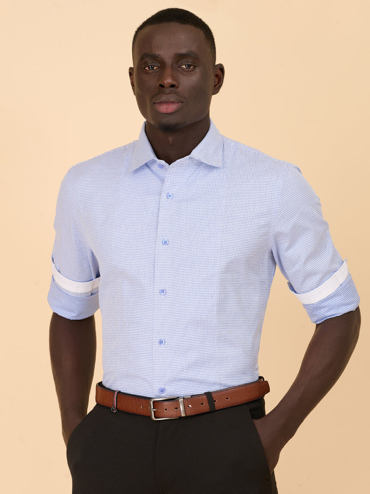 Inked Sapphire Self Design Shirt