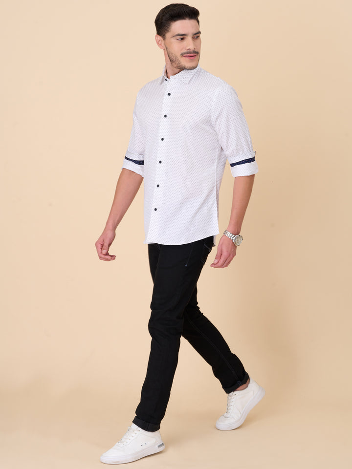 Crisp White Printed Shirt