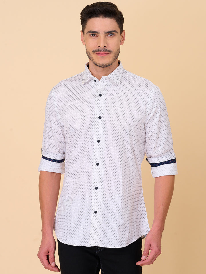 Crisp White Printed Shirt