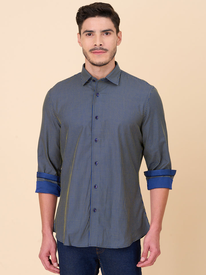 Indigo Blue Checked Shirt