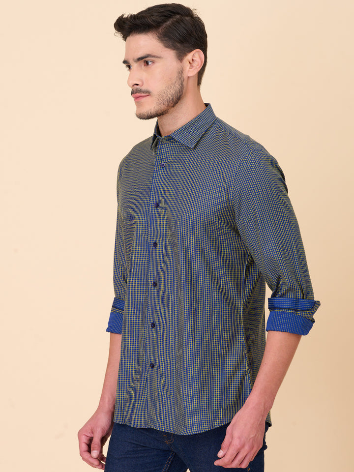 Indigo Blue Checked Shirt
