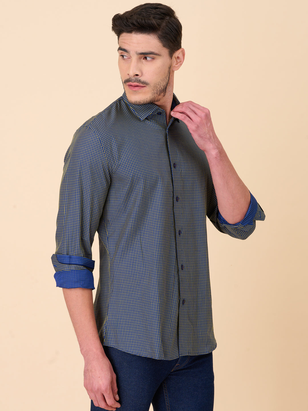 Indigo Blue Checked Shirt