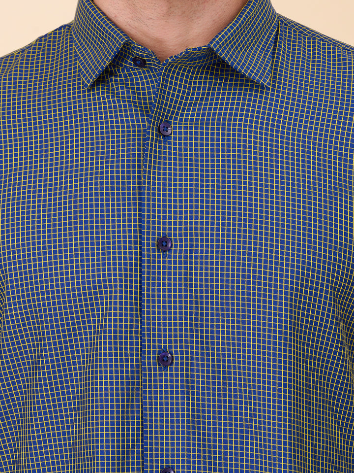 Indigo Blue Checked Shirt