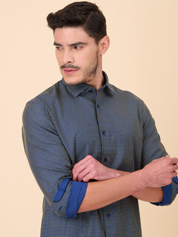 Indigo Blue Checked Shirt