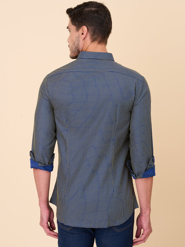 Indigo Blue Checked Shirt