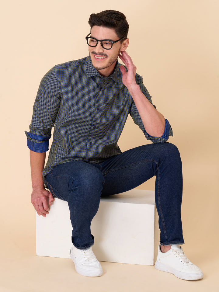Indigo Blue Checked Shirt