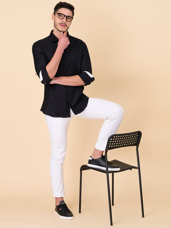 Midnight Black Self Design Party Shirt