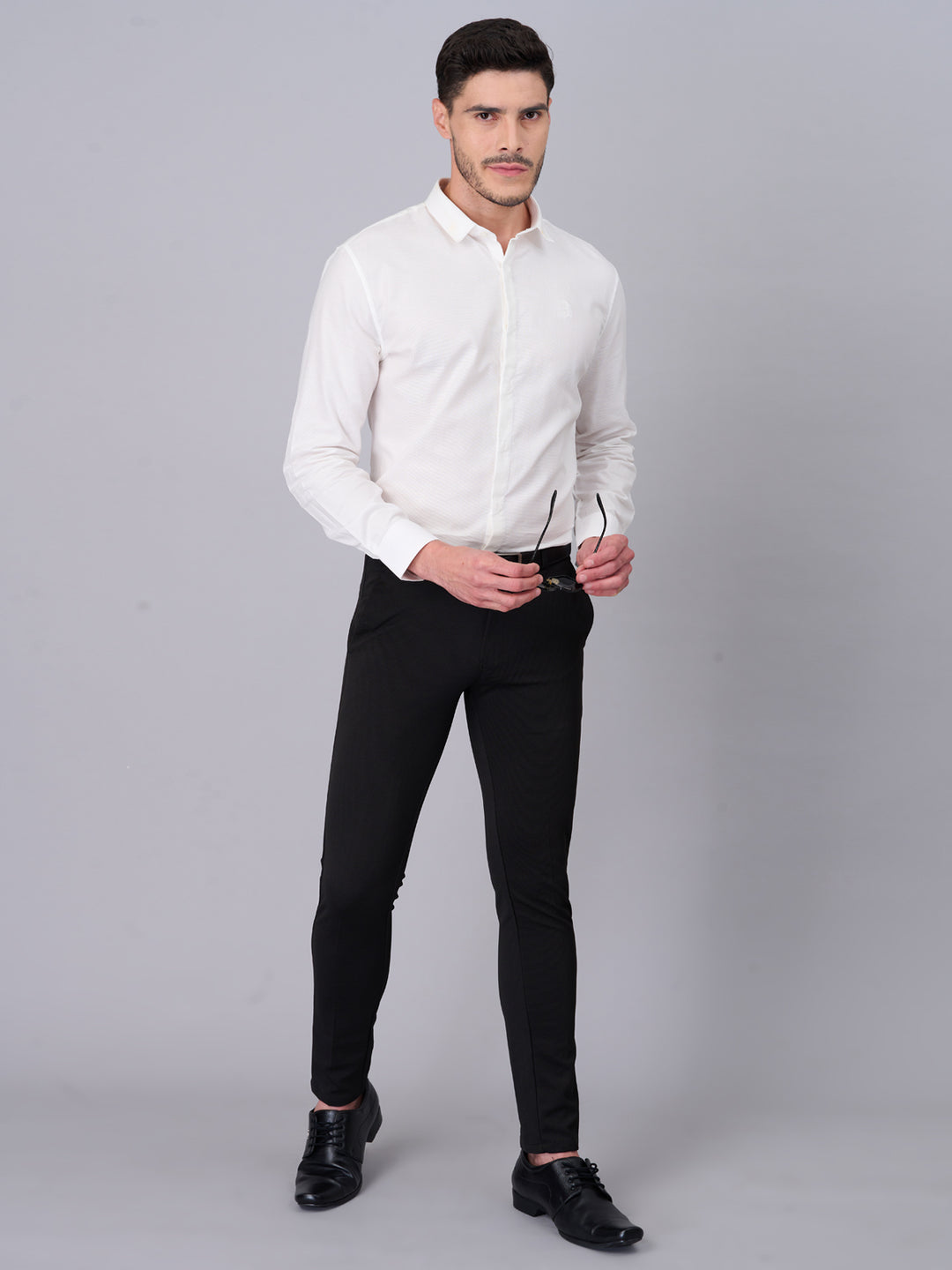 Pure White Formal Self Design Shirt