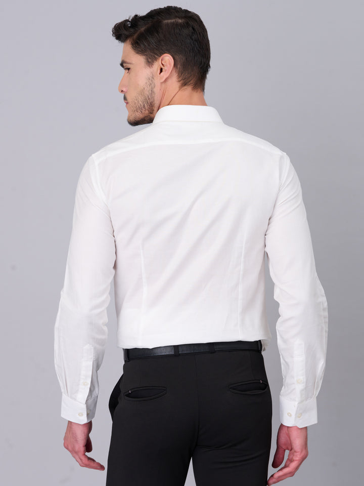 Pure White Formal Self Design Shirt