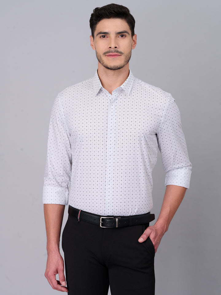 Ivory White Printed Casual Shirt