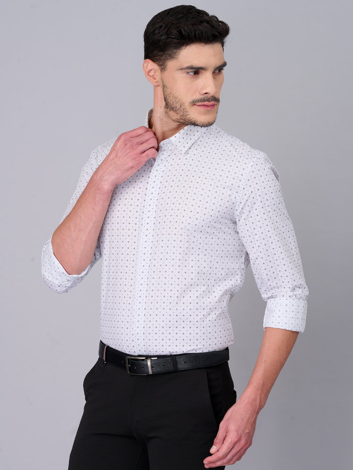 Ivory White Printed Casual Shirt