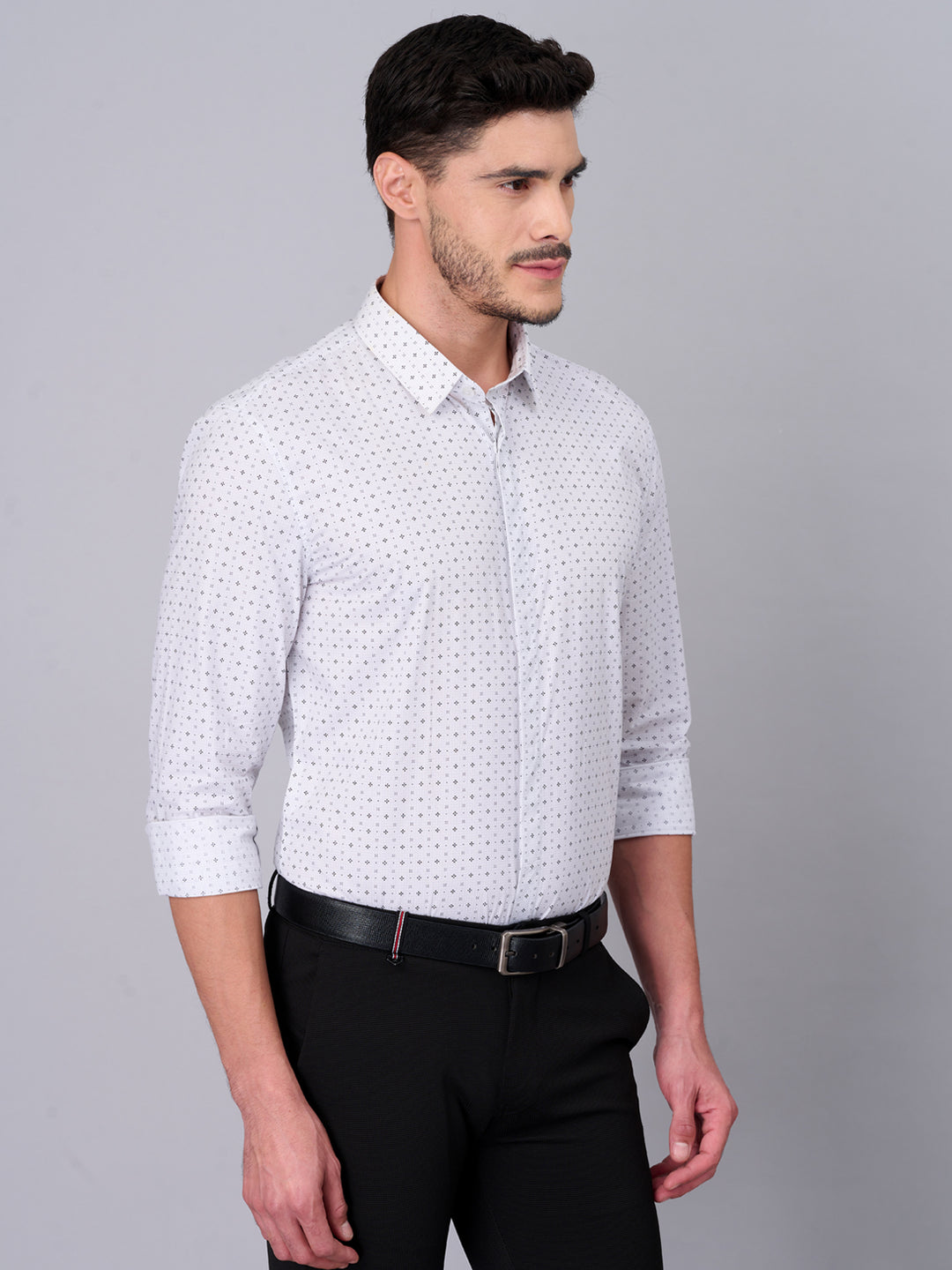 Ivory White Printed Casual Shirt