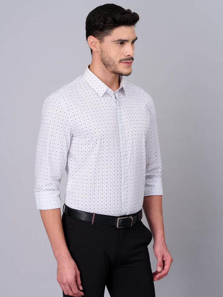 Ivory White Printed Casual Shirt