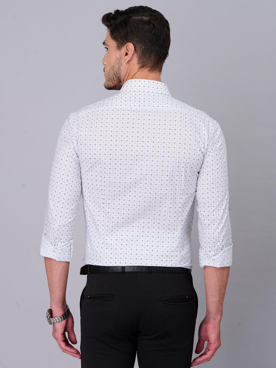 Ivory White Printed Casual Shirt