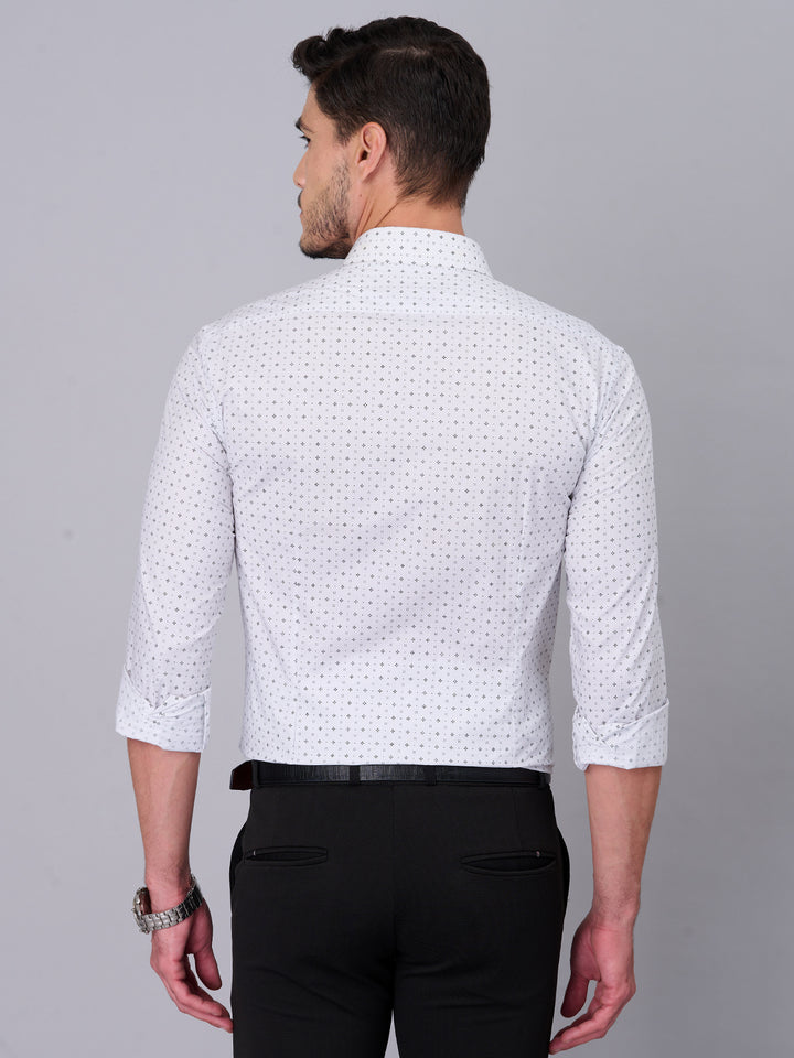 Ivory White Printed Casual Shirt