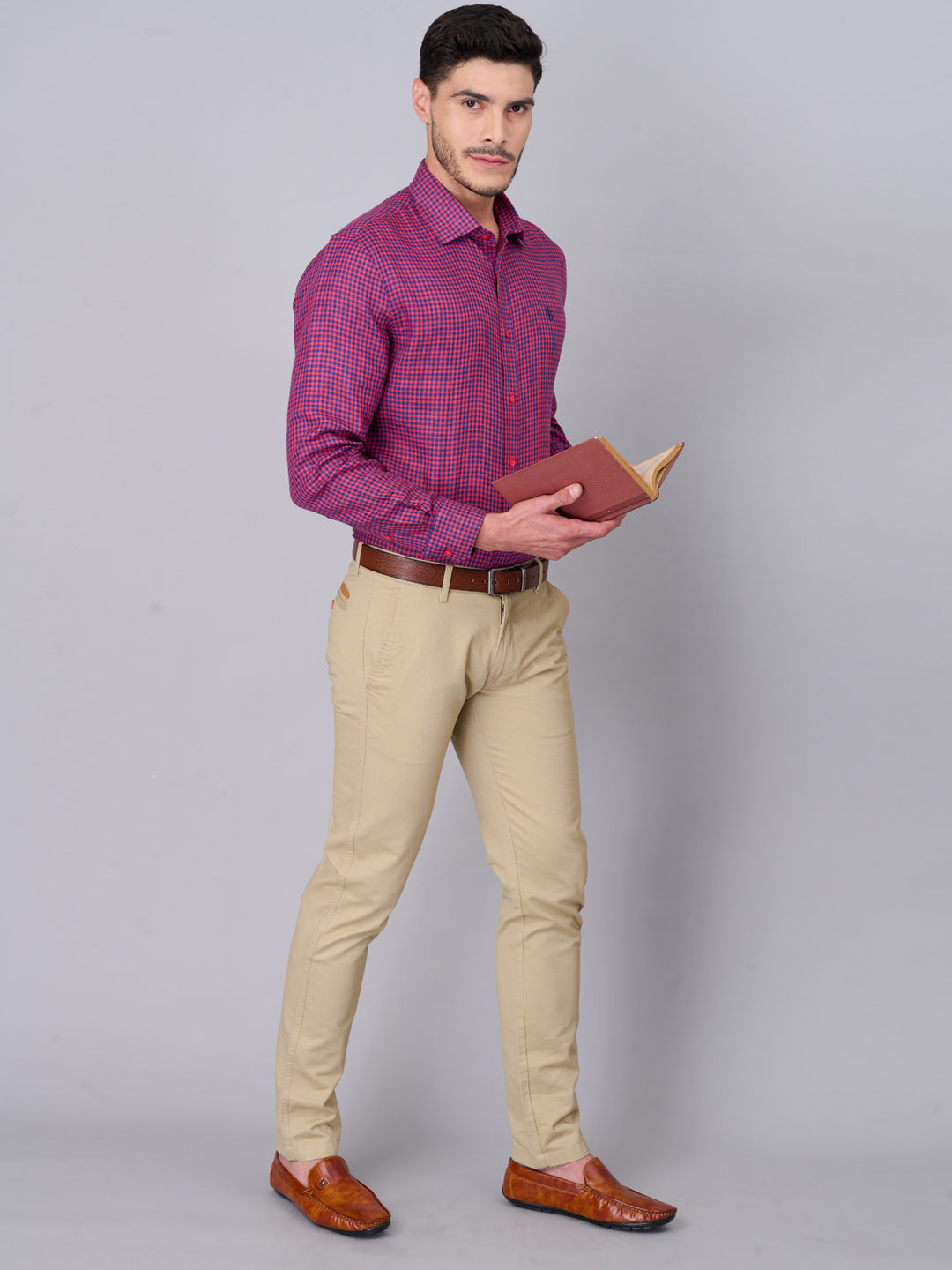 Cardinal Red Checked Linen Shirt