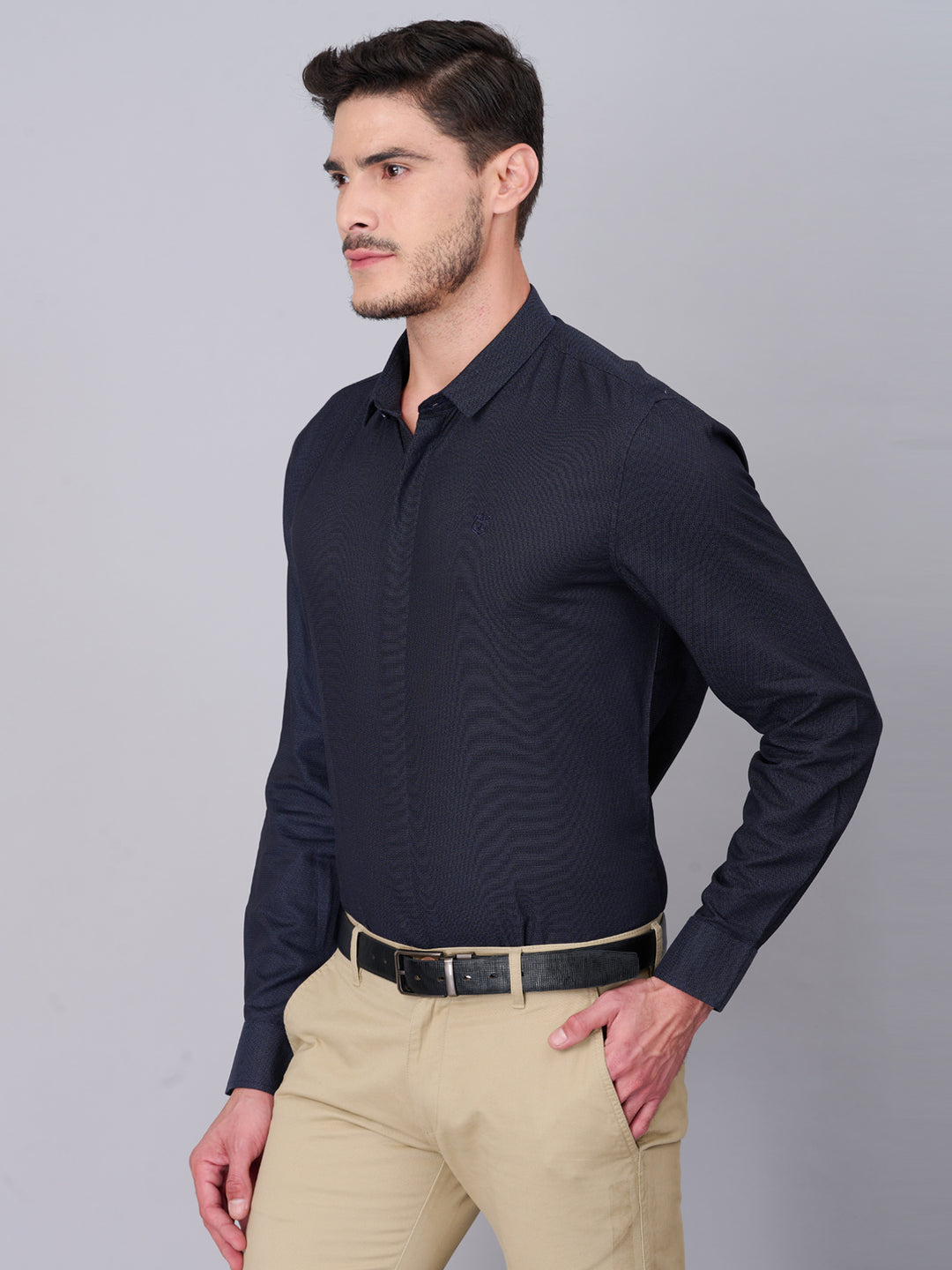 Intense Black Printed Cotton Shirt