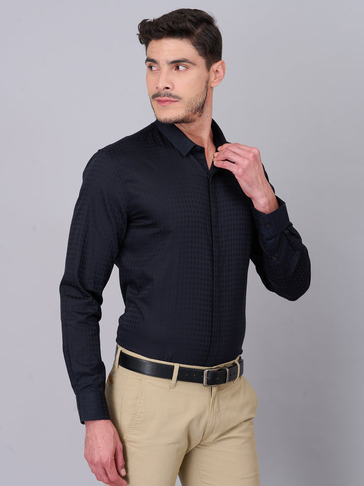 Midnight Black Checked Cotton Shirt