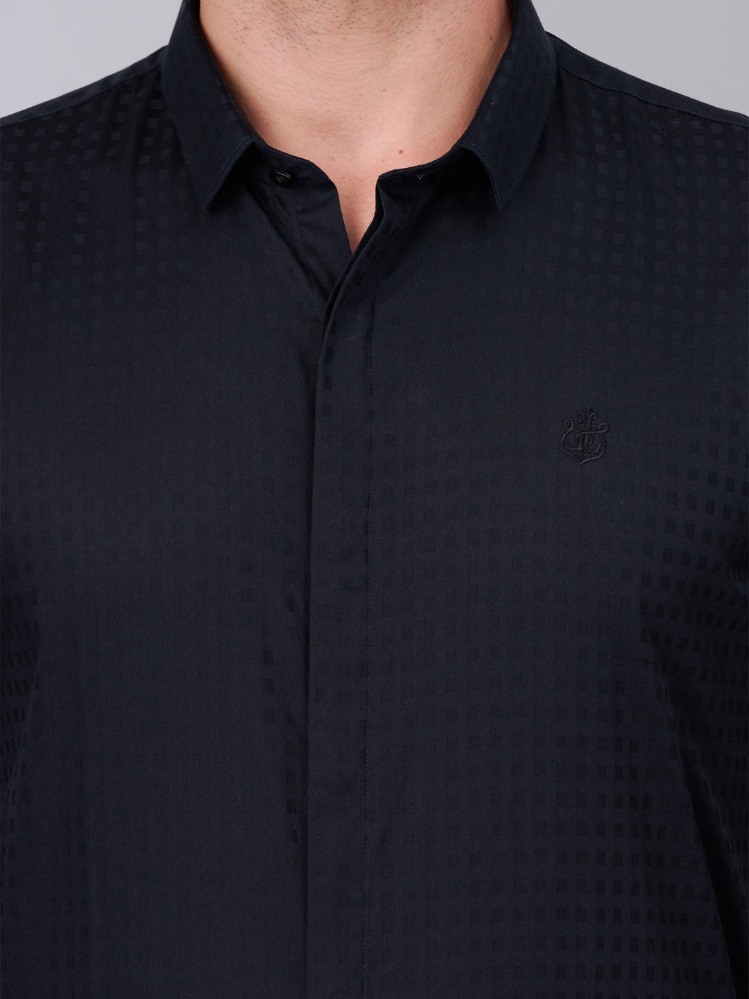 Midnight Black Checked Cotton Shirt