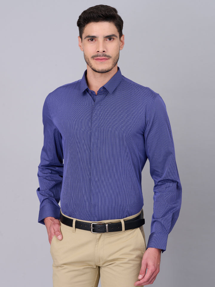 Ink Blue Striped Cotton Shirt