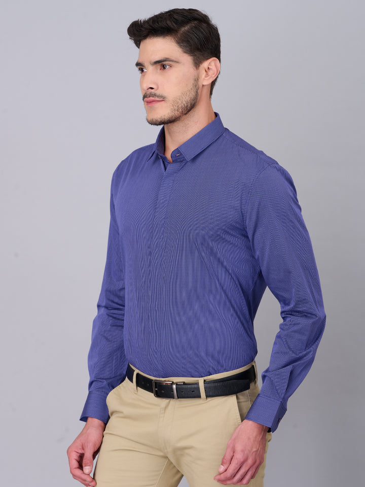 Ink Blue Striped Cotton Shirt