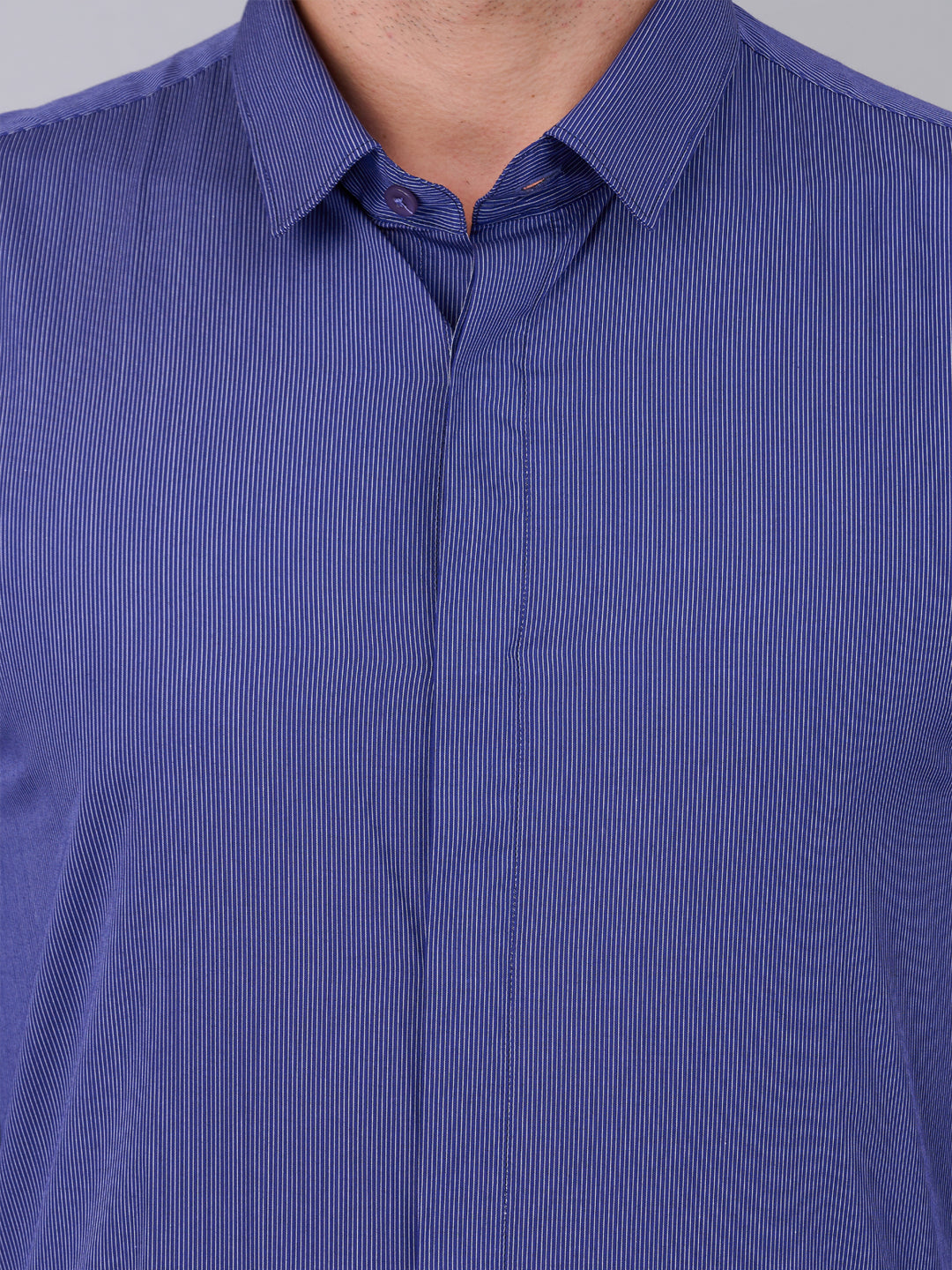 Ink Blue Striped Cotton Shirt
